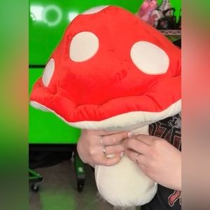 Dolls Kill Shroom Shinding Plush Red White Mushroom Stem Velour Bendable NIP